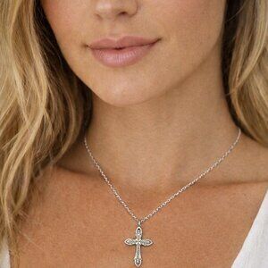 Pure Sterling Silver Marcasite Cross Necklace